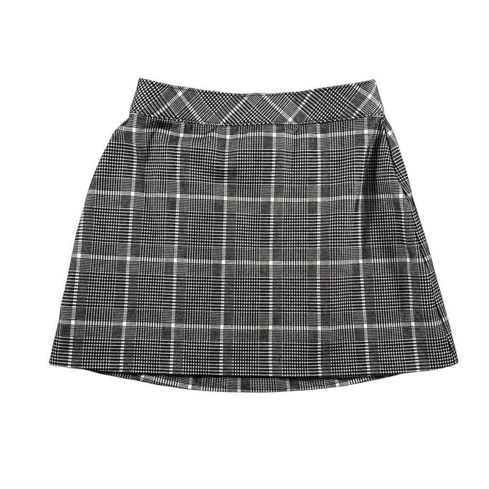 Spanx The Perfect‎ Mini Skort/Skirt 17" Plaid Jacquard Black/White Size Medium